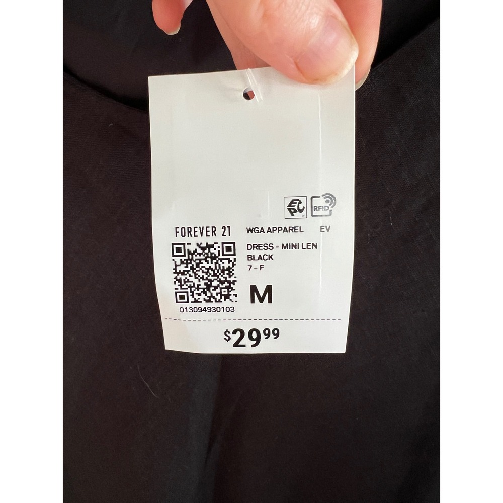 Forever 21 Black Linen Blend Strapless Cutout Back Mini Dress Size Medium - Picture 4 of 9